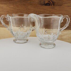 Fostoria Baroque Clear Glass 2-handled Open Sugar and Creamer Set #2496 serving